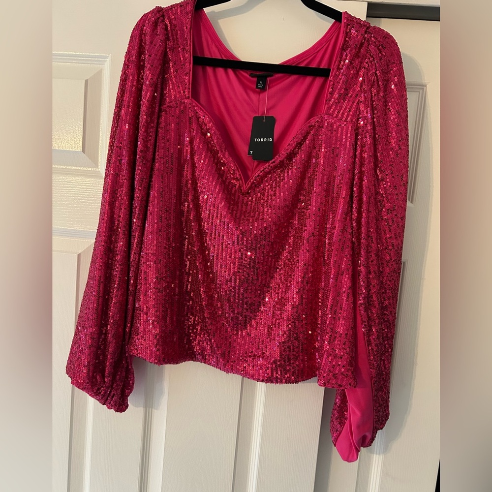 Torrid Fuchsia Sequin Blouse